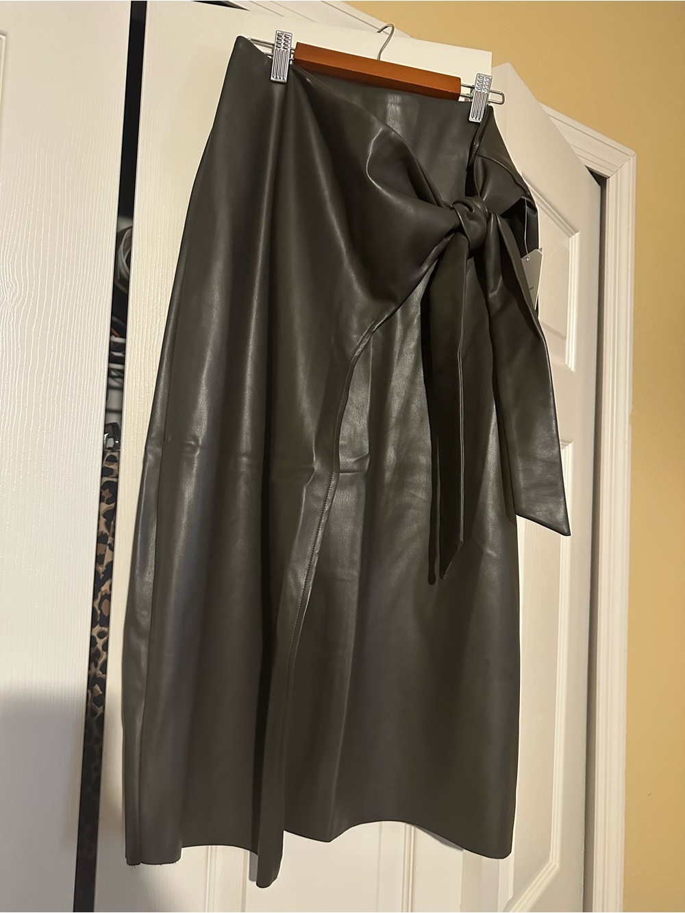 Nordstrom Olive Faux Leather Skirt - Dark Olive